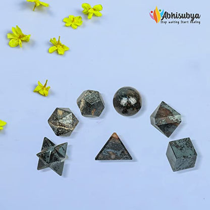 Platonic Solids Crystal 7pcs Sacred Stone Reiki Geometric Stone Set