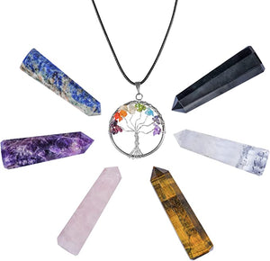 Seven Chakra Crystal Stone Wand Set for Healing 7 Meditation set of 6