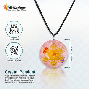 Rose Quartz Metatron Sacred Geometry Orgone Pendant