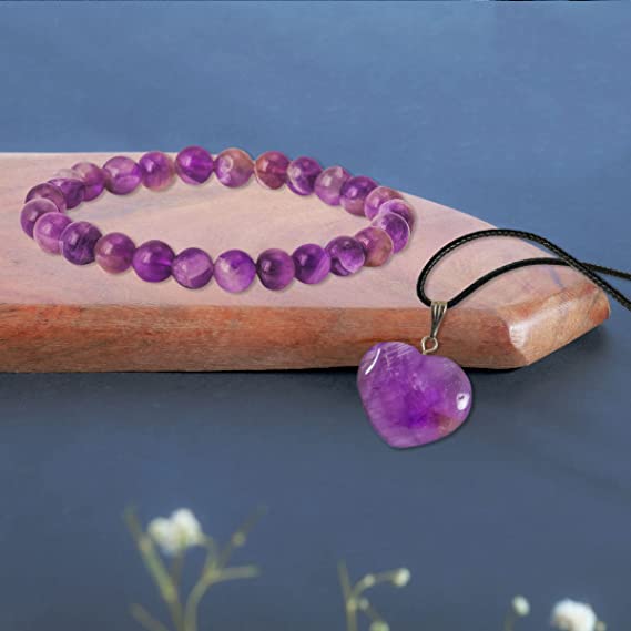 Amethyst Crystal Necklace & Bracelet Set for Women Aesthetic Jewelry Gifts