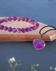 Amethyst Crystal Necklace & Bracelet Set for Women Aesthetic Jewelry Gifts