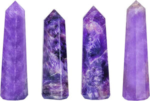 Amethyts Crystal Chakra Wand Set for Healing 7 Meditation set of 4