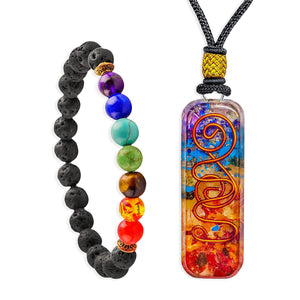 Seven Chakra Bracelet and Necklace Set Healing Gift Set for Women & Men