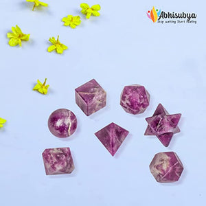 Amethyst Sacred Geometry Crystal Set 7pcs Merkaba Platonic Solids Crystal