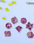 Amethyst Sacred Geometry Crystal Set 7pcs Merkaba Platonic Solids Crystal
