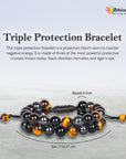 Triple Protection Bracelet - Obsidian, Hematite, Tigers Eye 8mm