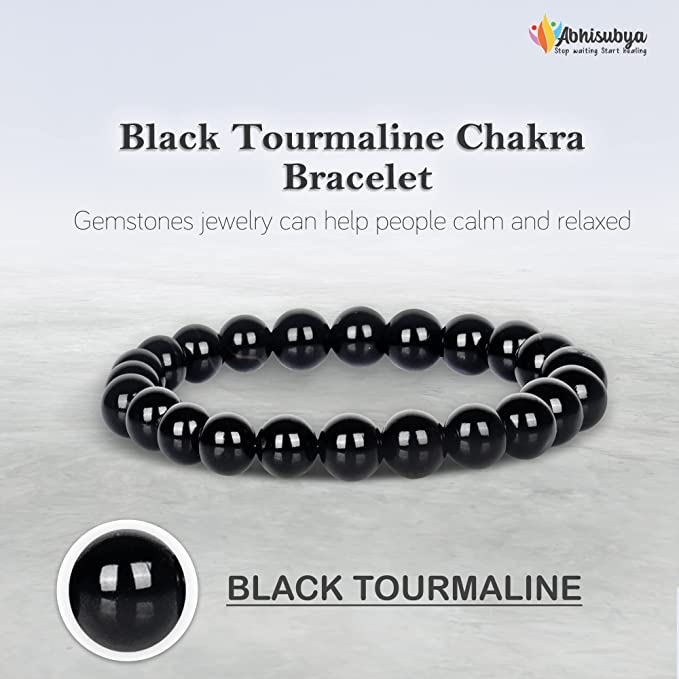 Black Tourmaline Healing Crystal Unisex Bracelet