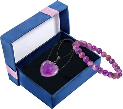 Amethyst Crystal Necklace & Bracelet Set for Women Aesthetic Jewelry Gifts