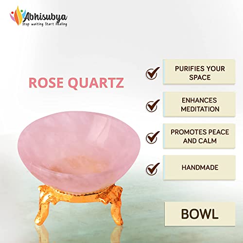 Rose Quartz Crystal Bowl - Chakra Stones - Handmade Gift