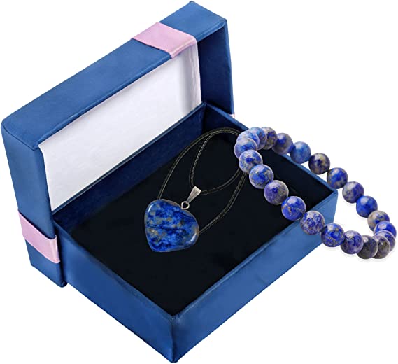 Lapis Lazuli Bracelet & Heart Necklace Pendant Jewelry Accessories for Women