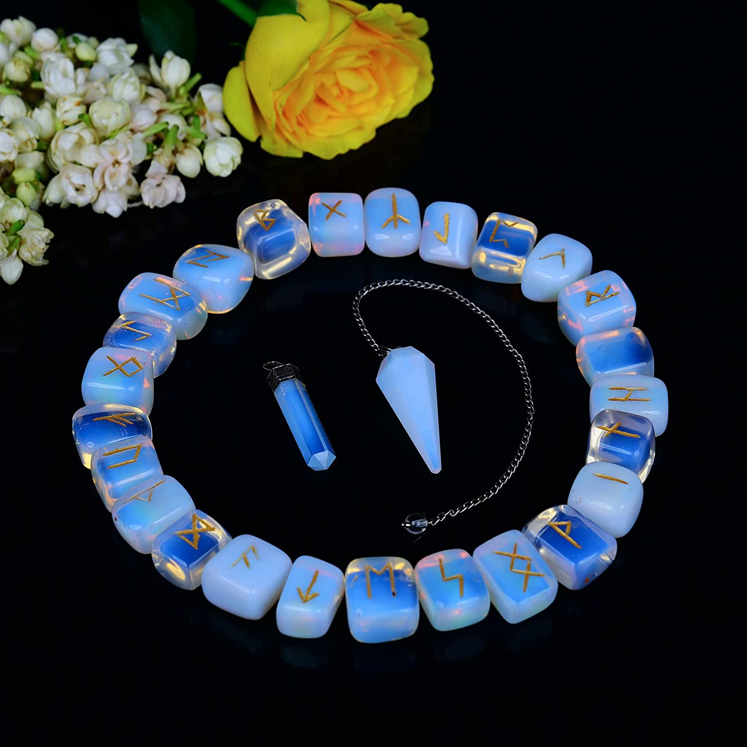 Opalite Crystal Runes for Healing Meditation Runes Set