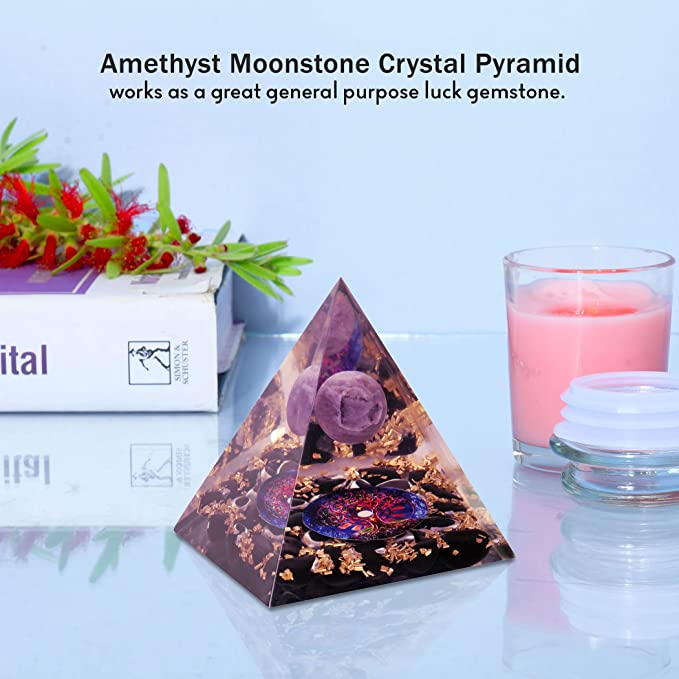 Amethyst Crystal Orgone Pyramid for Healing & Positivity