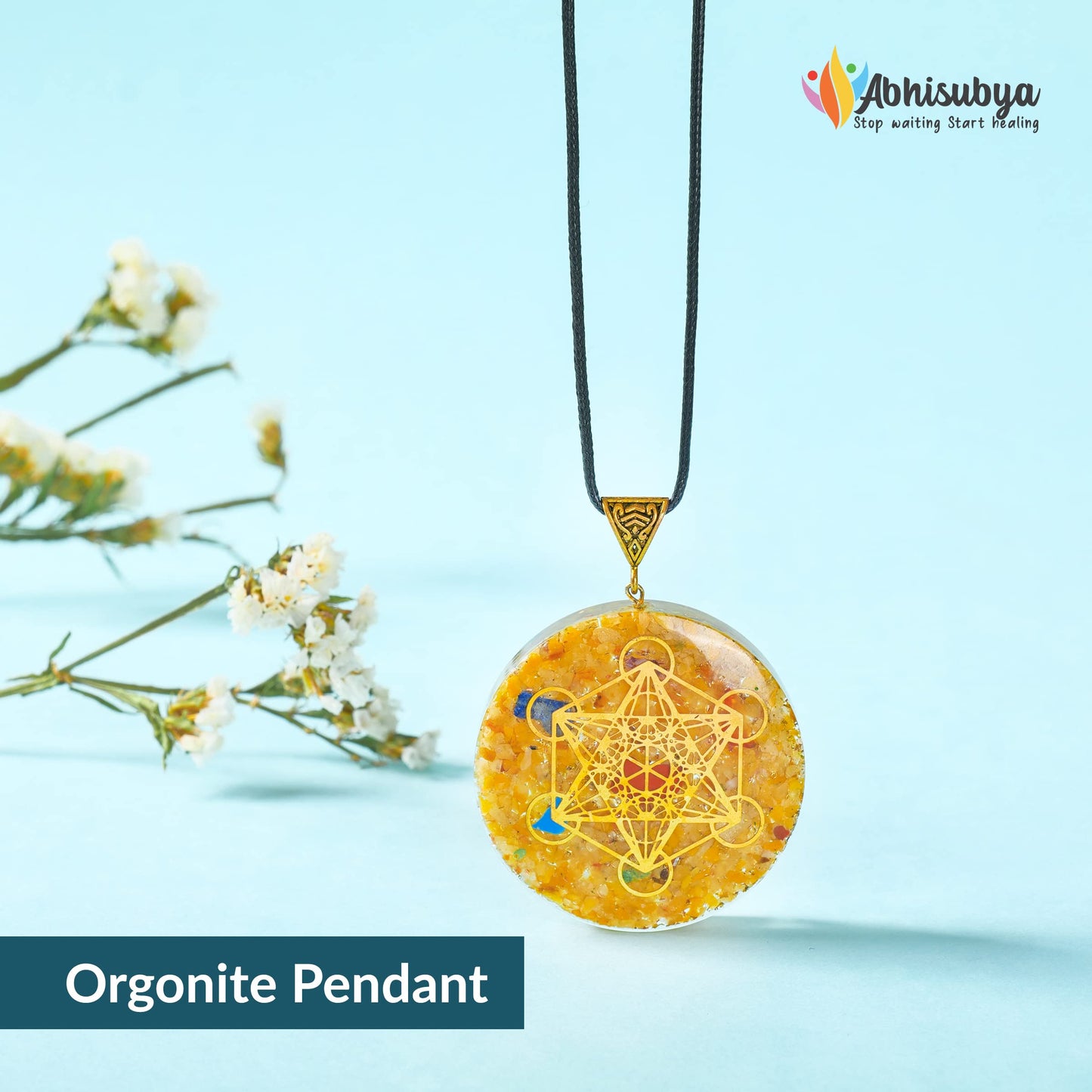 Yellow Aventurine Gemstone Orgonite Pendant for Women