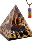 Tiger Eye Crytstal Orgone Pyramid for Healing & Positive Energy EMF Protection