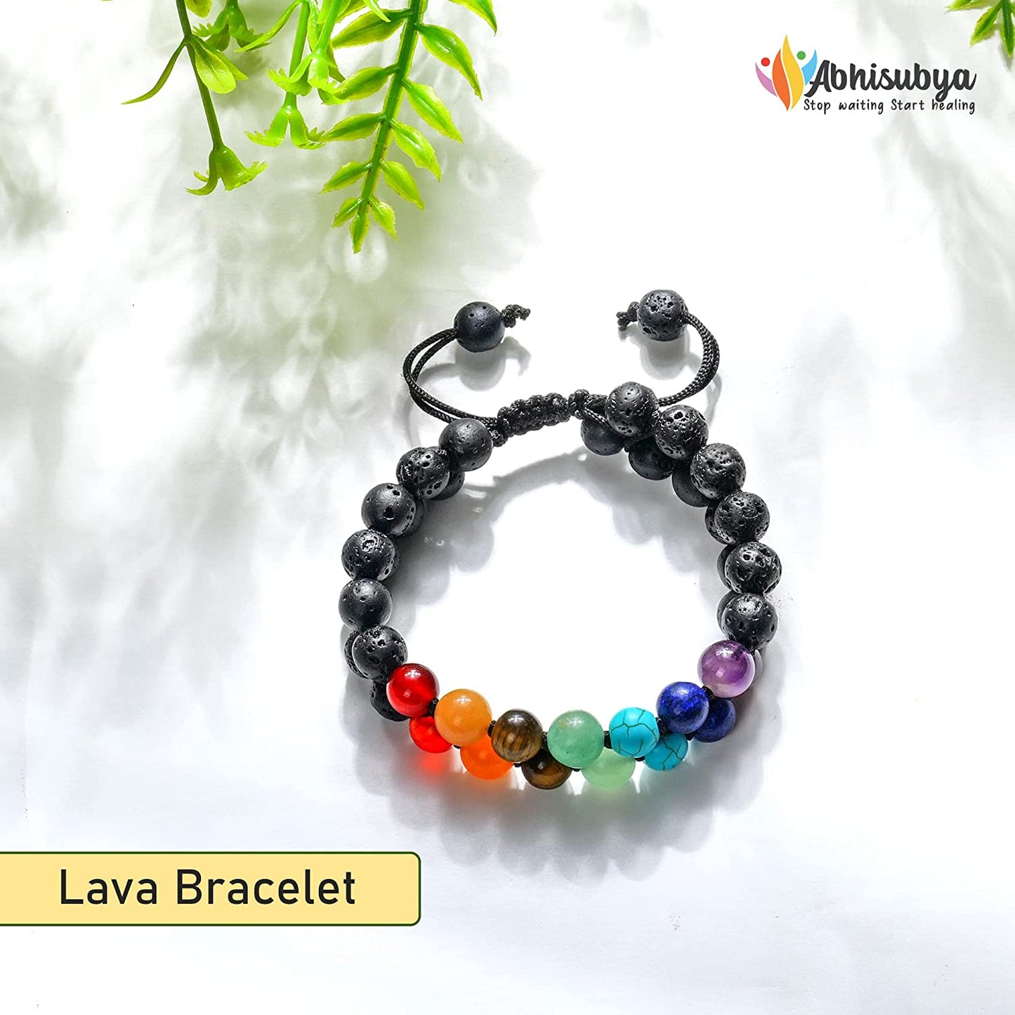 7 Chakras Healing Crystals Lava Bracelet for Yoga & Mediation