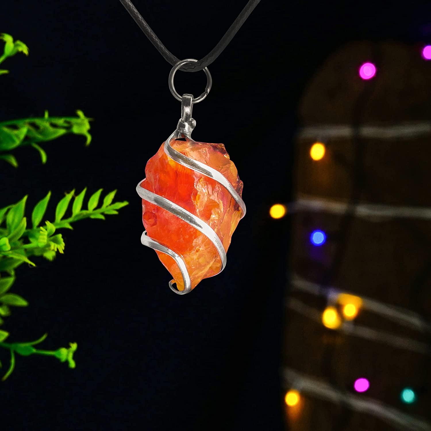 Raw Carnelian Crystal Pendant for Women Men Girls