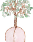 Green Aventurine Rose Quartz Base Crystal Tree for Wealth & Luck