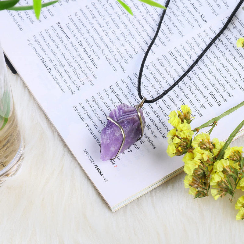 Amethyst Raw Rough Crystal Pendant Necklaces for Gifting