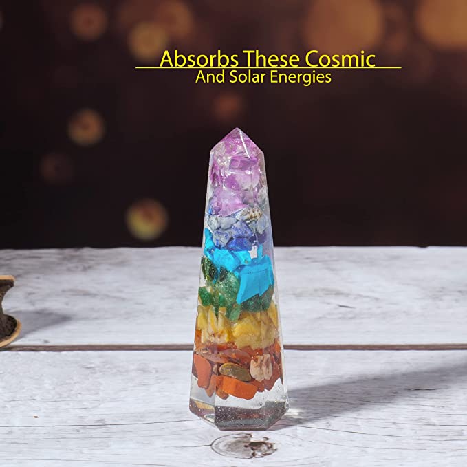 Seven Chakra Healing Crystal Wand Tower for Meditation and Spiritual Things