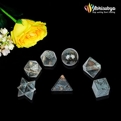 Platonic Solids Crystal 7pcs Sacred Stone Reiki Geometric Stone Set