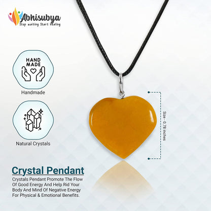 Yellow Aventurine Stones and Crystals Gemstone Heart Pendant for Women