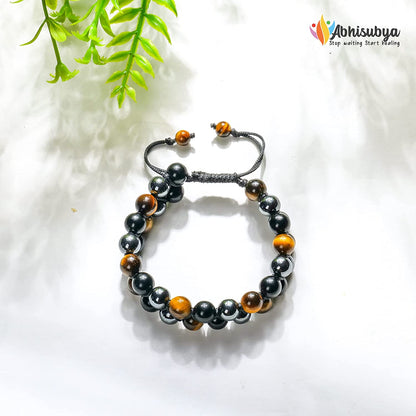 Triple Protection Bracelet - Obsidian, Hematite, Tigers Eye 8mm