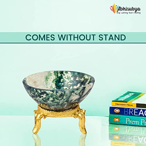 Moss Agate Healing Crystal Decorative Bowl for Spirituality