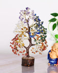 7 Chakra Crystal Tree - Feng Shui Money Tree - Reiki Gifs - Golden Wire Size: 10-12 Inch