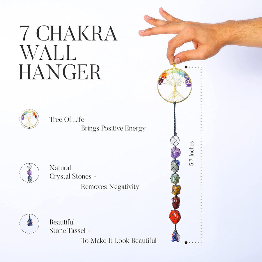 Chakra Gemstone Wall Hanging - Healing Crystal Wall Decor - Crystal Ornament