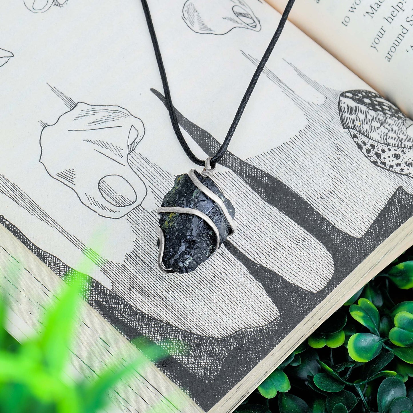 Black Tourmaline Pendant - Raw Black Tourmaline Necklace - Crystal Pendant Necklace - Size 1-1.5 Inches