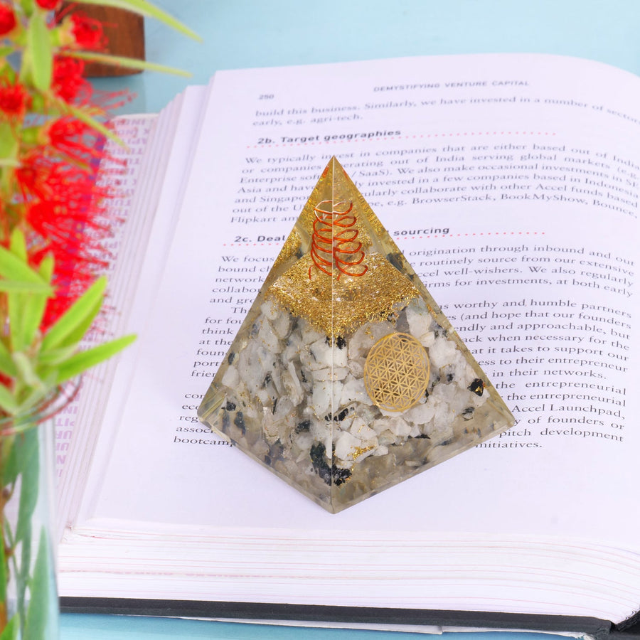 Rainbow Moonstone Handmade Orgone Pyramid For Emf Protection