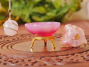 Elegant Beauty: Pink Onyx Crystal Bowl for Stones