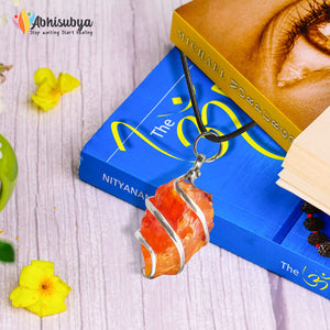 Raw Carnelian Crystal Pendant for Women Men Girls