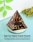 Tiger Eye Crytstal Orgone Pyramid for Healing & Positive Energy EMF Protection