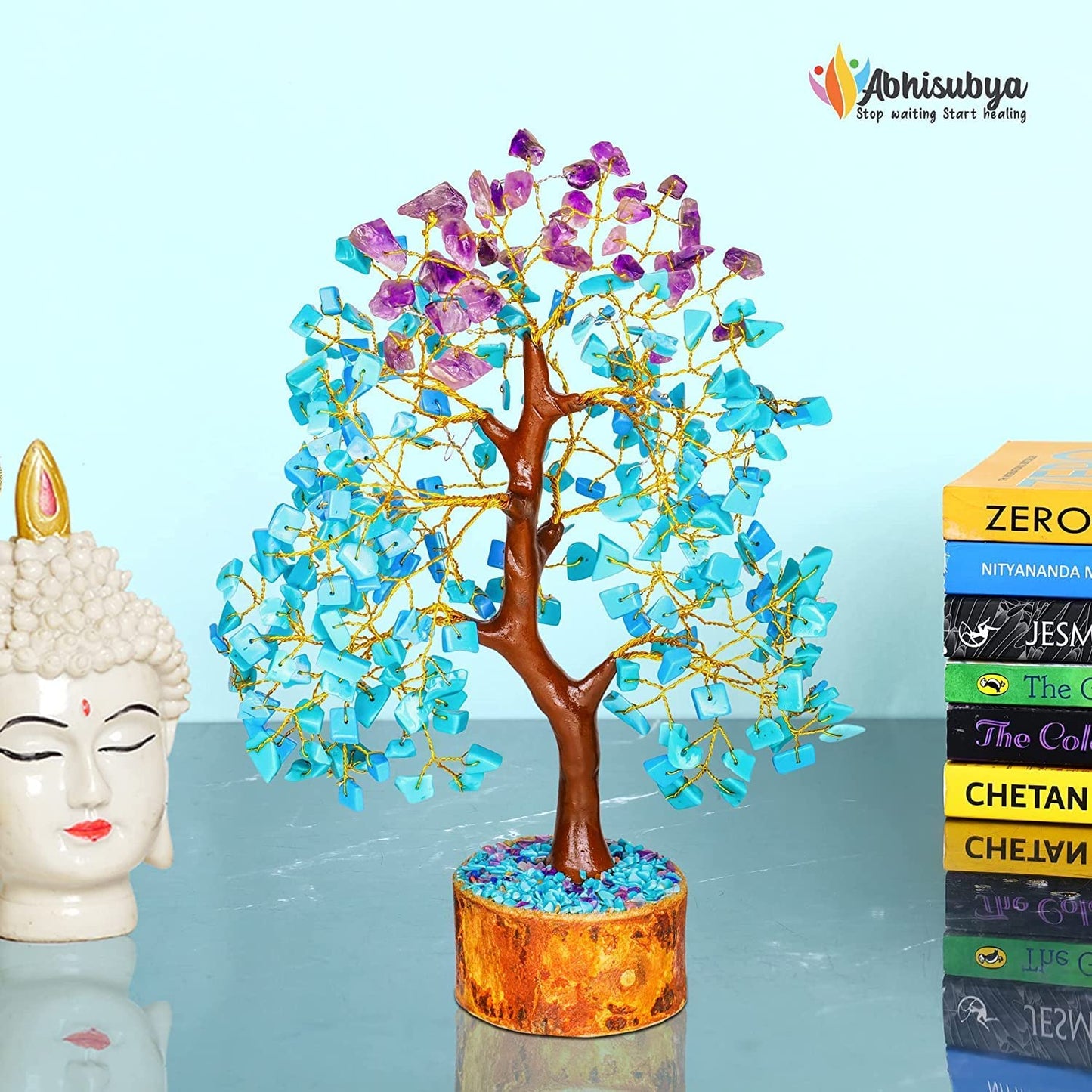 Turquoise & Amethyst Vastu Decoration Crystal Tree of Life