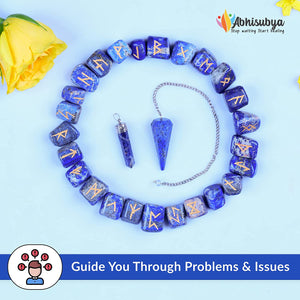 Lapis Lazuli Crystal Rune Set for Healing & Meditation