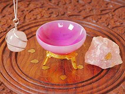 Elegant Beauty: Pink Onyx Crystal Bowl for Stones