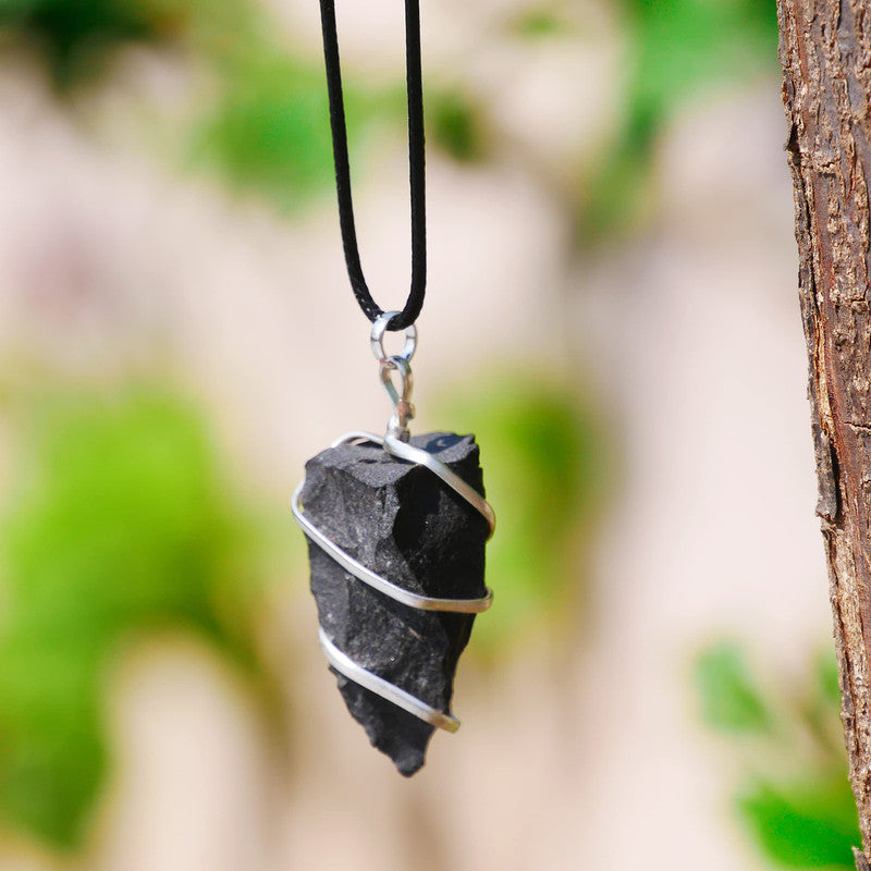 Black Tourmaline Rough Pendant for Men & Women