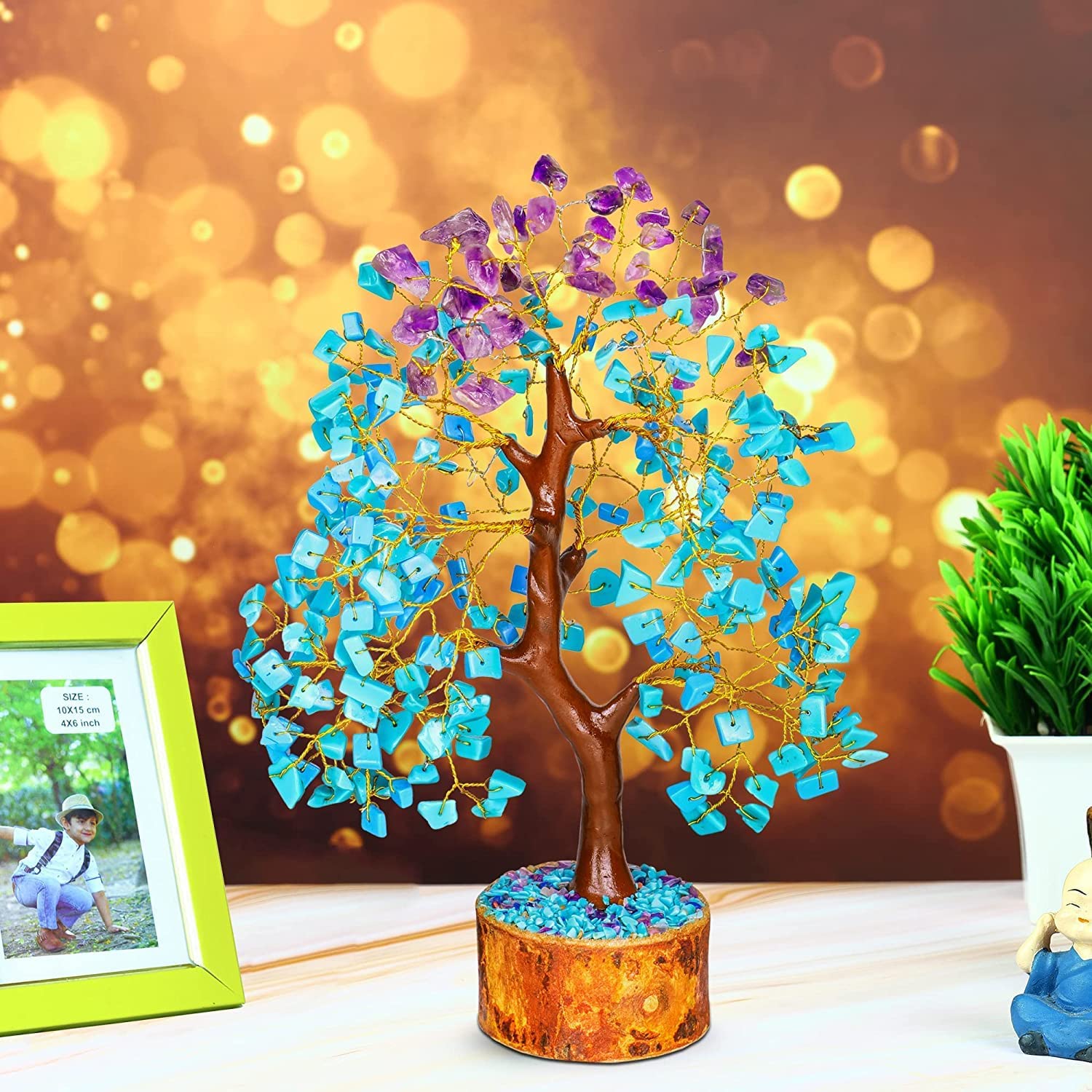 Turquoise & Amethyst Vastu Decoration Crystal Tree of Life