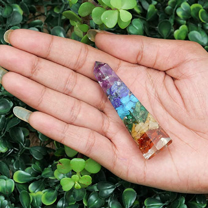 Seven Chakra Healing Crystal Wand Tower for Meditation and Spiritual Things