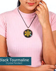 Black Tourmaline Orgone Crystal Necklace Orgonite Pendant