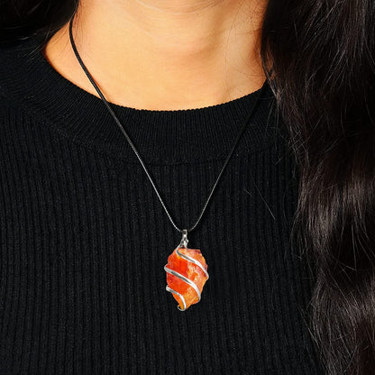 Raw Carnelian Crystal Pendant for Women Men Girls