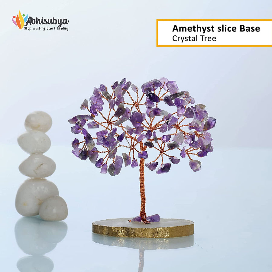Amethyst Slice Base Crystal Tree of Life for Healing & Meditation