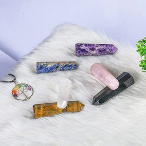 Seven Chakra Crystal Stone Wand Set for Healing 7 Meditation set of 6