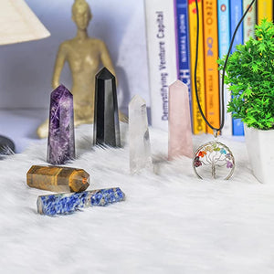 Seven Chakra Crystal Stone Wand Set for Healing 7 Meditation set of 6