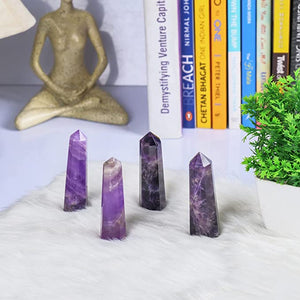Amethyts Crystal Chakra Wand Set for Healing 7 Meditation set of 4