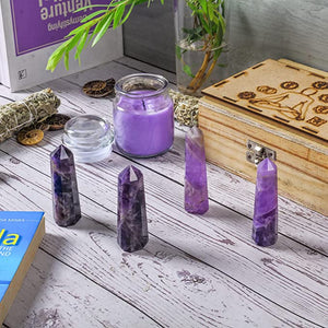 Amethyts Crystal Chakra Wand Set for Healing 7 Meditation set of 4