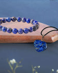 Lapis Lazuli Bracelet & Heart Necklace Pendant Jewelry Accessories for Women