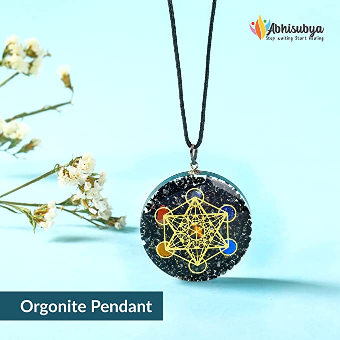 Black Tourmaline Orgone Crystal Necklace Orgonite Pendant