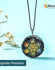 Black Tourmaline Orgone Crystal Necklace Orgonite Pendant